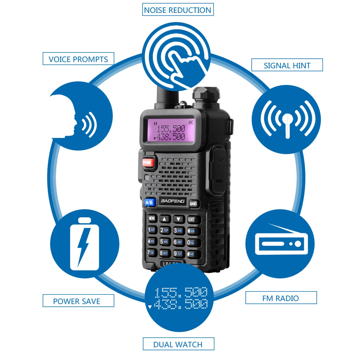 Baofeng UV 5R 10 км портативная рация UV5R 8 Вт двухдиапазонный дисплей CB Ham Радио Vhf