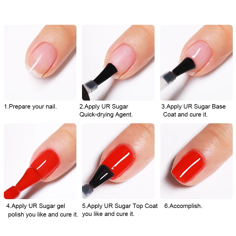 UR SUGAR 6ml Quick-drying Agent Nail Polish Transparent Increase Adhesion Remove Grease Nail Care Lasting Brighten Nail Art Tool
