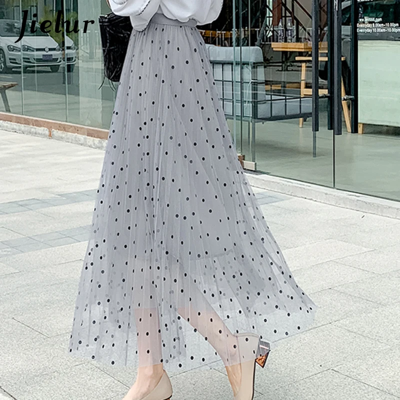 Женская плиссированная юбка в горошек с завышенной талией|Женские юбки| |