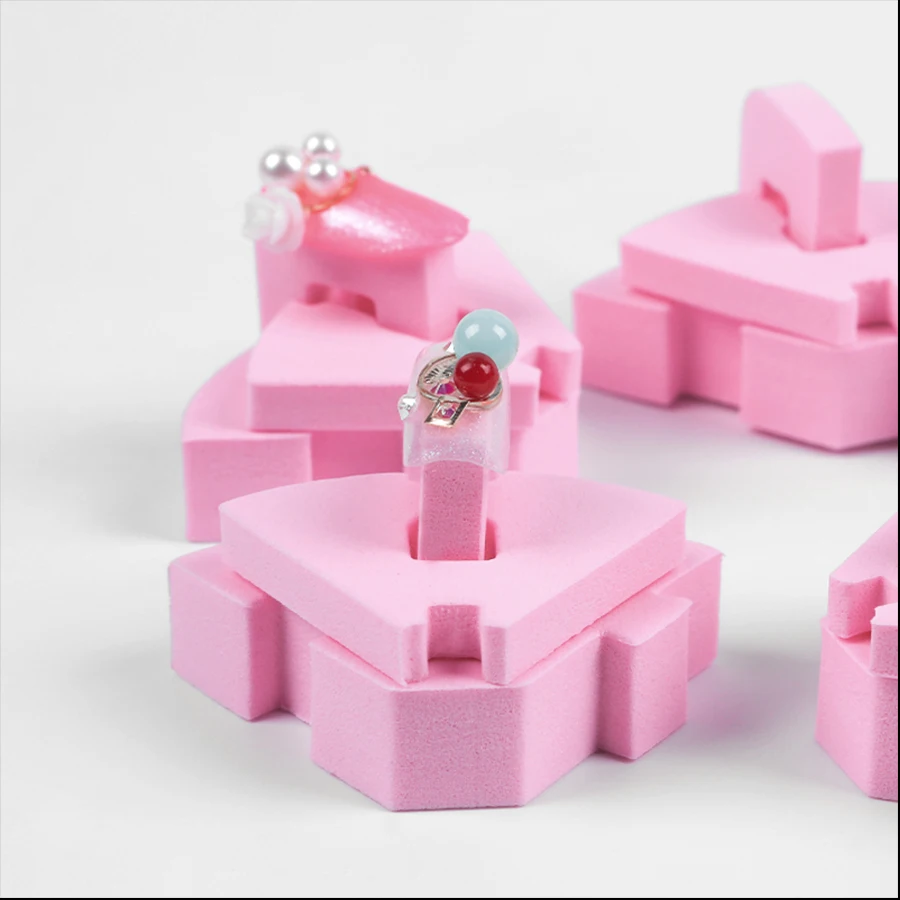 3D дизайн ногтей тренировочный Дисплей Стенд Розовый Практика Губка держатель