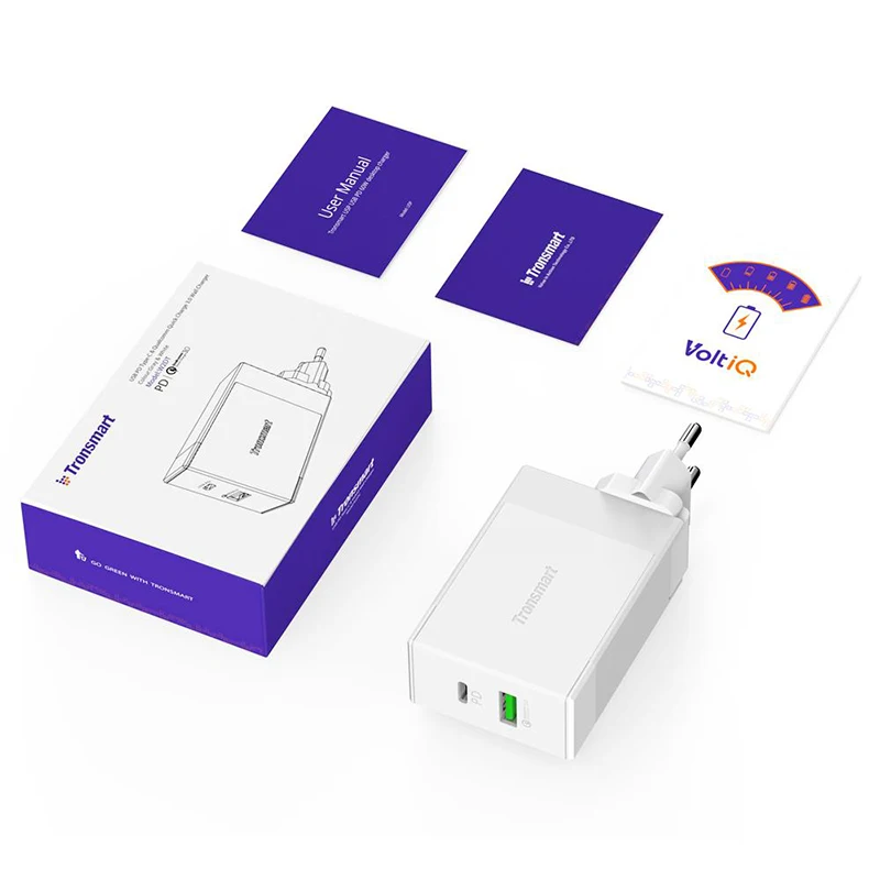 Tronsmart W2DT USB PD Зарядное устройство usb type C Быстрая зарядка 3,0 Для Xiaomi Mi5 для huawei P10 для S8 быстрое зарядное устройство для телефона