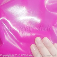 sharp pink Сексуальный черный латексный купальник с молнией на спине, с половинными рукавами, с высоким воротником, купальник без стального пояса, резиновый боди, костюм jumsuit TC-041 - Цвет: sharp pink