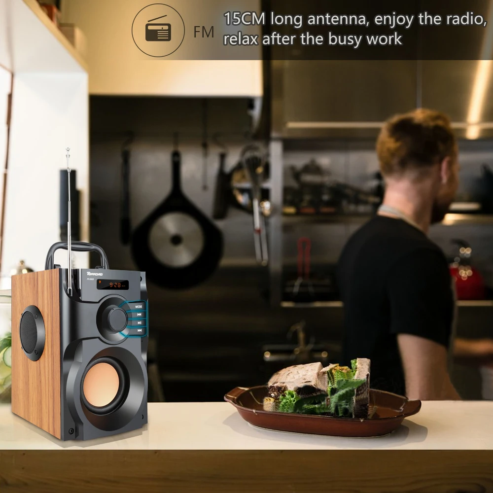 TOPROAD портативный Bluetooth динамик большой мощности беспроводной стерео сабвуфер тяжелый бас динамик s звуковая коробка Поддержка FM радио TF AUX USB