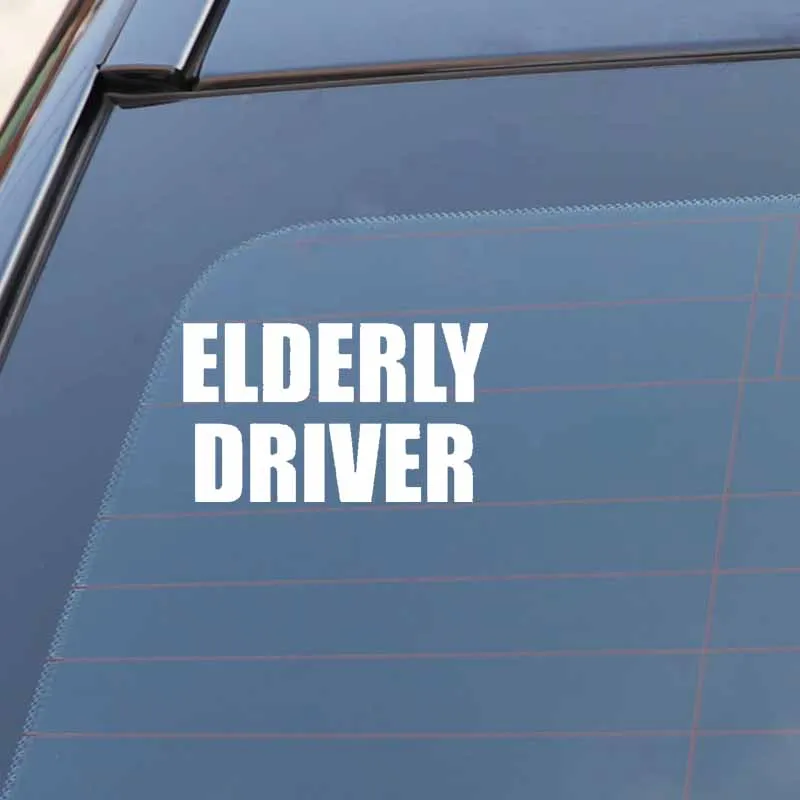 

YJZT 16.6CM*9.6CM Fashion Elderly Driver Vinyl High-quality Car Sticker Decal Black Silver C11-1752