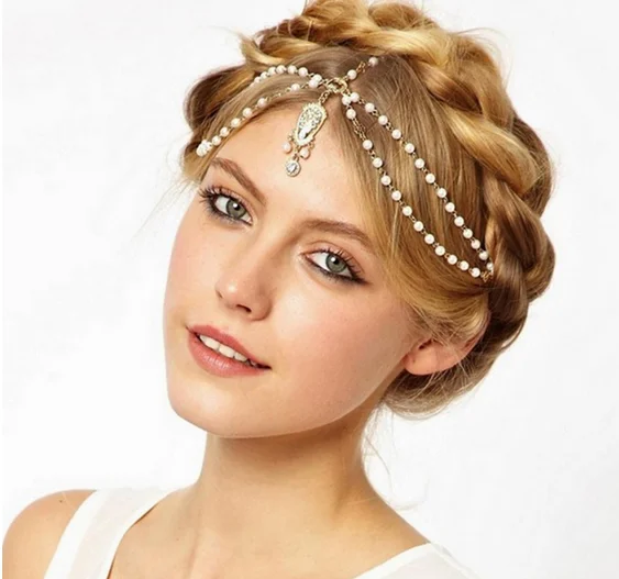 Для женщин BOHO Хлопушки цвета слоновой кости мульти бусины короны Тикка повязка