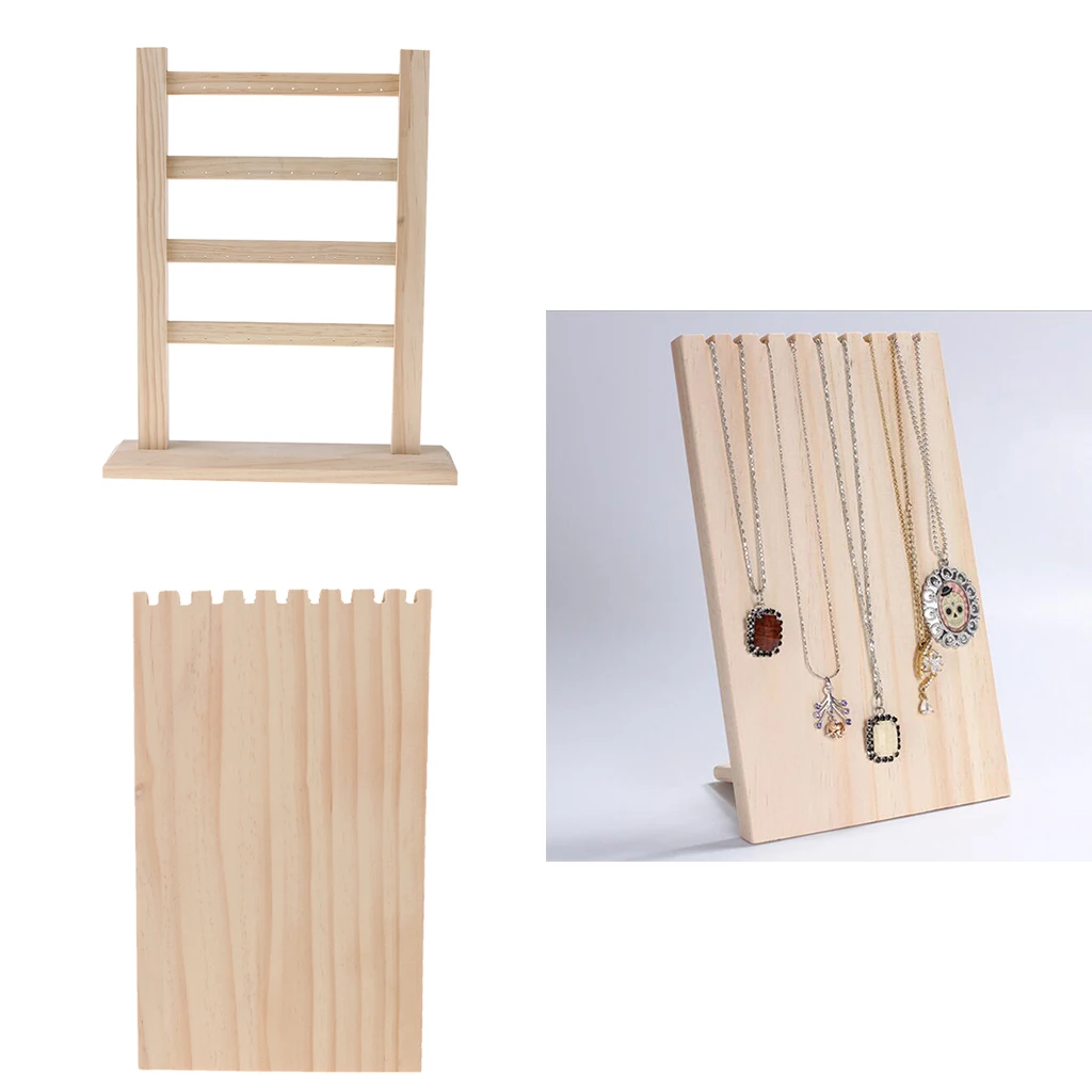 2 шт. неокрашенные необработанные Деревянные ювелирные изделия Витрина