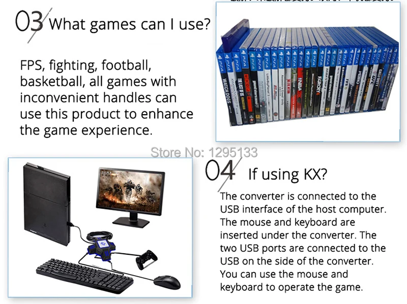 PS4 клавиатура и переходник для мыши для Playstation 4 Slim Pro консоль для Dualshock 4 аксессуары для контроллера