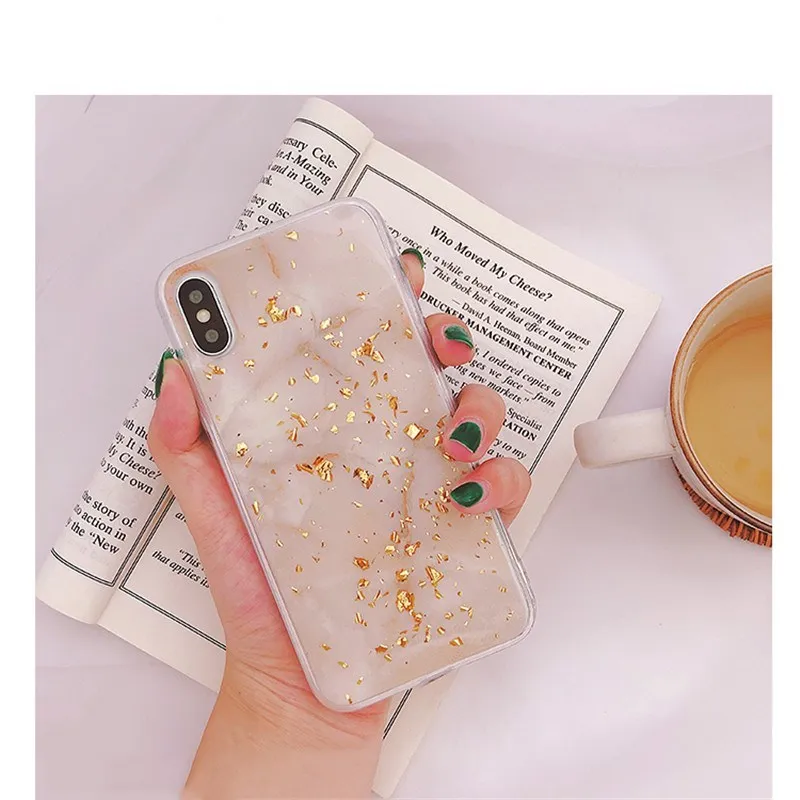 Чехол для телефона с золотистым Оловянным мрамором Iphone X Xs Max Прозрачный