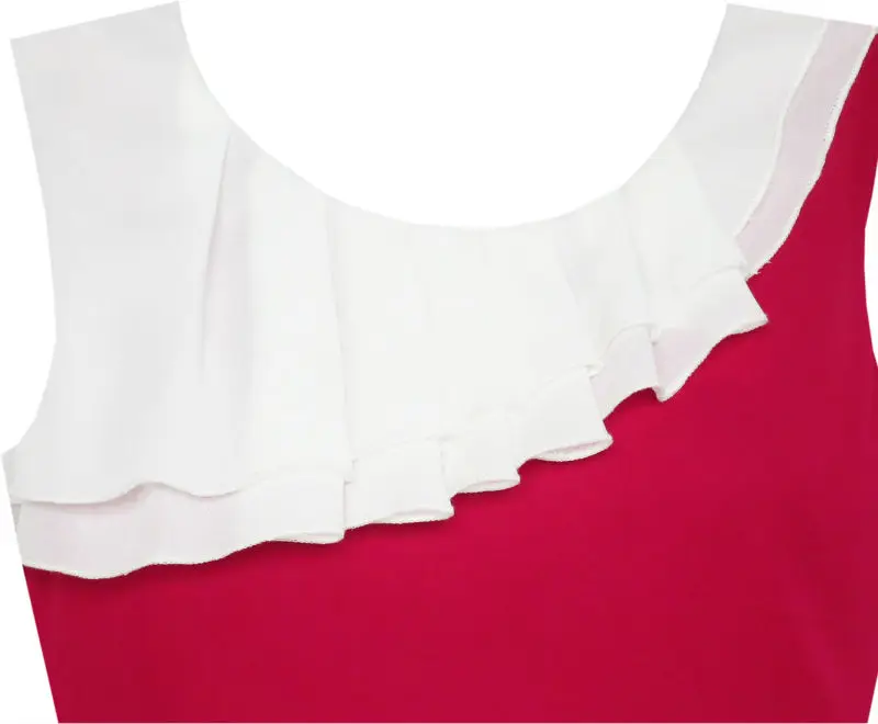 Sunny Fashion платья для девочек Плиссированный Воротник Цветной блок Шифон Sundress 2020