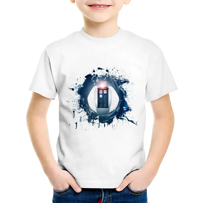Модные детские Забавные футболки с принтом Доктор Кто летние короткими рукавами