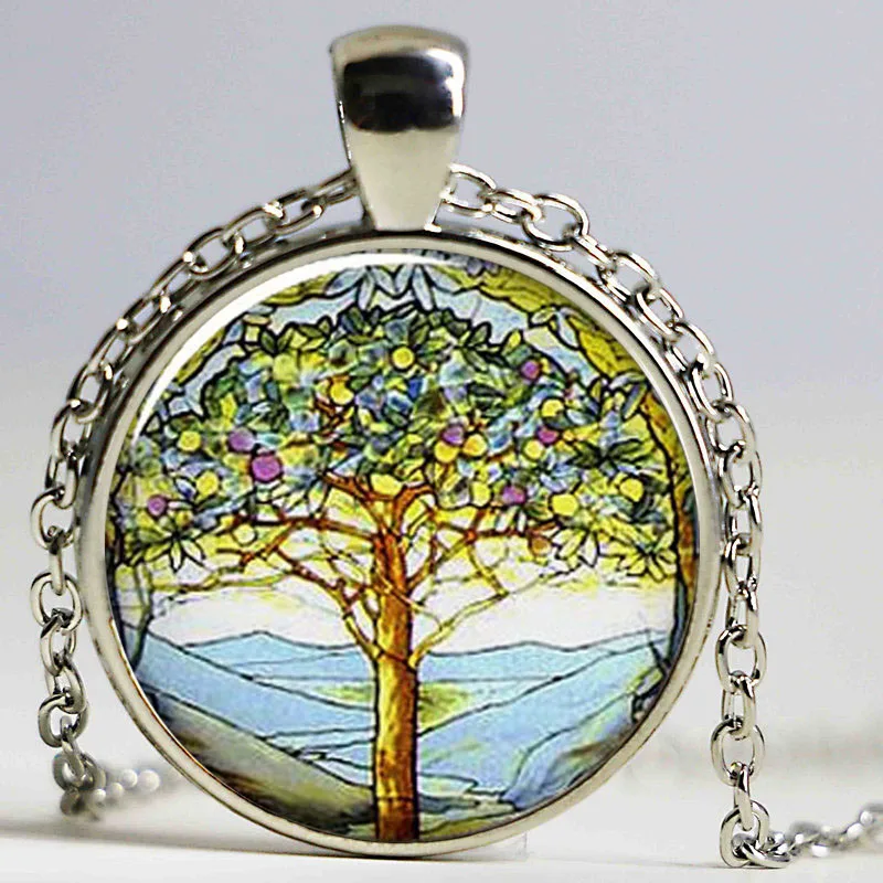 Плакучая ива дерево ожерелье Фото Кулон Ювелирные изделия измененное искусство