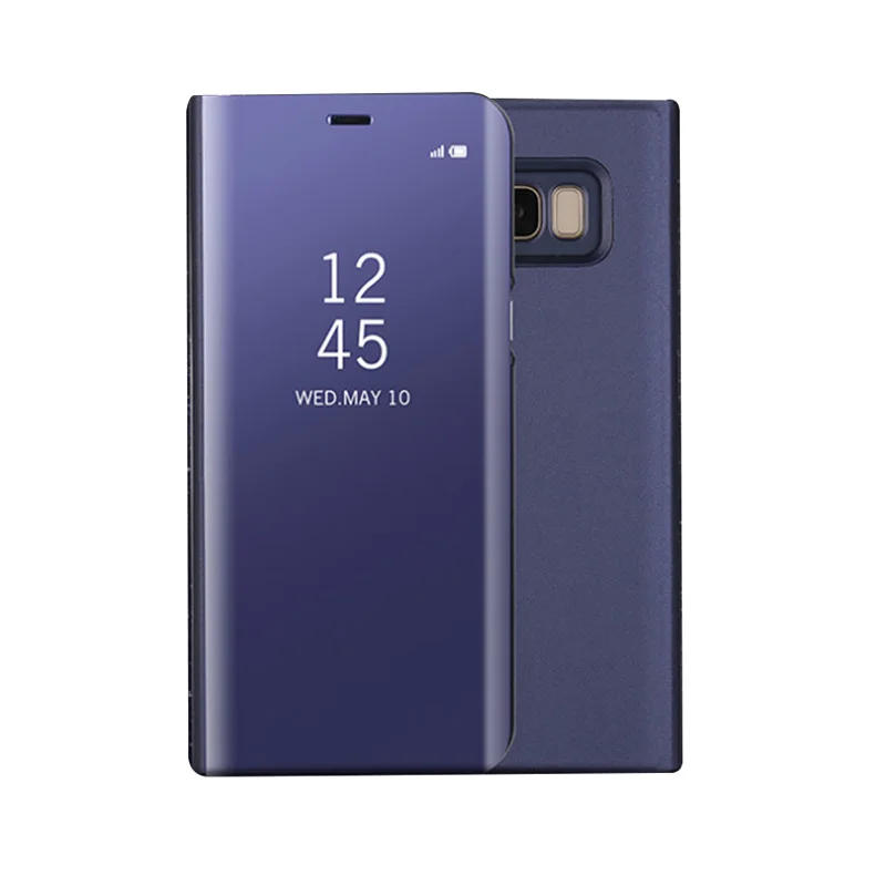 Чехол-книжка с подставкой для телефона Samsung S8 прозрачные зеркальные Чехлы Note5 8 S6 S7