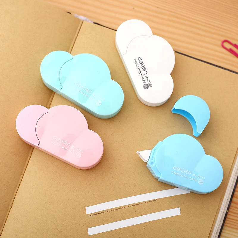 4Pcs Correction Tape 5mmx5m Cloud Shaped White Sticky Belt Modify Writing Mistake Homework School Exam Test Office File 8154 | Канцтовары