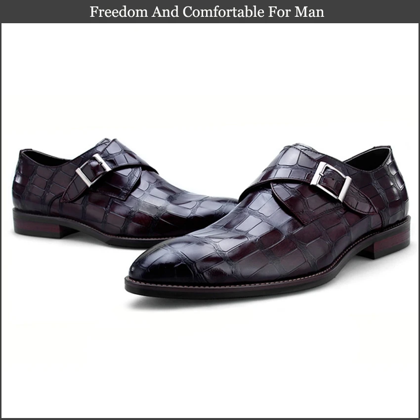 Итальянская натуральная кожа торжественное платье человек Monk Strap Oxford Роскошные туфли острый носок ручной работы Для мужчин; Свадебная вечеринка обувь SK115