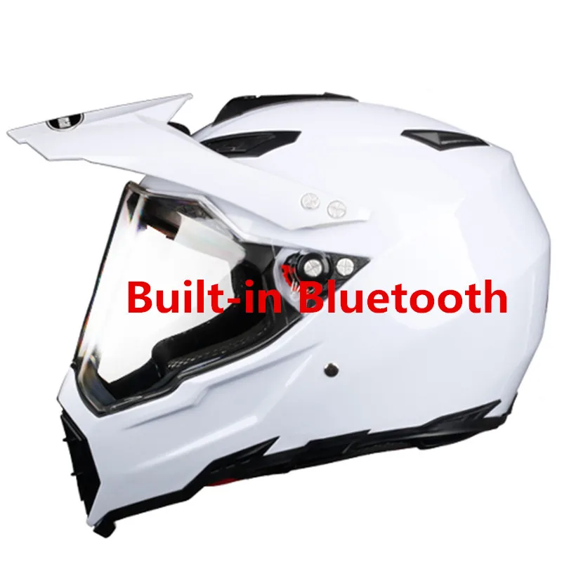 gloss white Лидер продаж, bluetooth, внедорожные шлемы для горных гонок, полный шлем для лица, moto rcycle moto cross casco casque capacete - Цвет: gloss white
