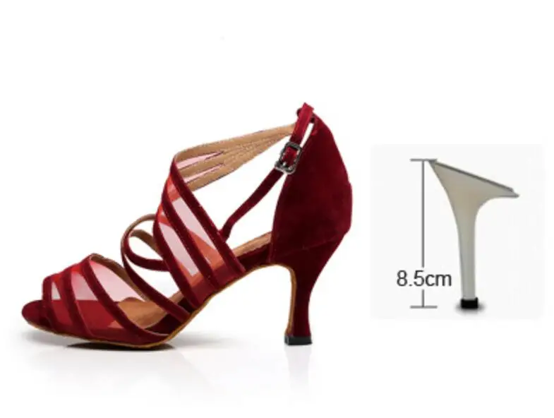 Red 8.5cm Heel Женские Профессиональные бальные туфли для латинских танцев, черные туфли для сальсы, высокий каблук 6/7. 5/8. 5 см, красные туфли для самбы, Танго, кизомбы, танцевальная обувь - Цвет: Red 8.5cm Heel