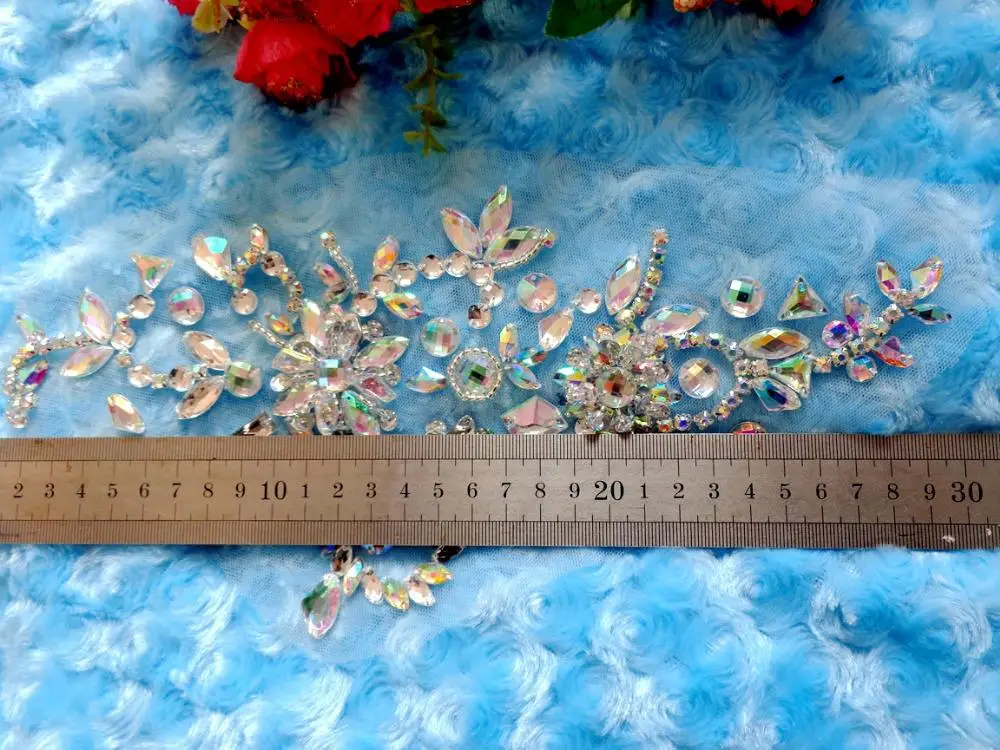 A205 ручная работа прозрачный цвет AB бисер камни нашивки пришитые стразы