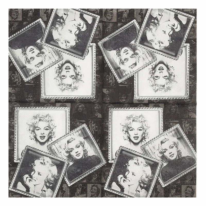 Buy Vintage Napkin paper tissue black and white Marilyn Monroe decoupage wedding birthday party serviettes lunch decor oils crafts on