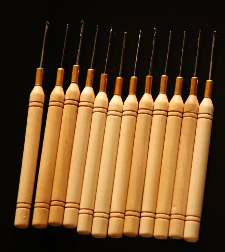 12 штук в партии микро кольцо для наращивания волос деревянная Тяговая игла