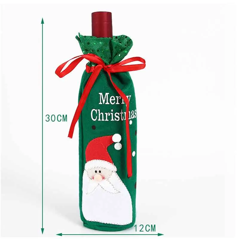 Красно зеленая ткань Let it Snow Merry Christmas Wine Wrap Table Decor Party Favor рождественские