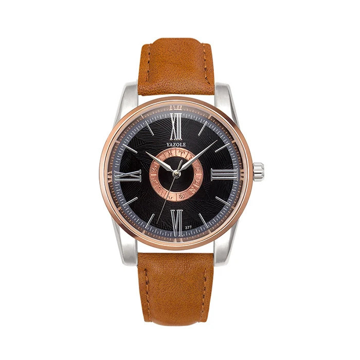 light brown black Мужские часы yazole, роскошные часы с римскими цифрами, Мужские кварцевые наручные часы для мужчин, деловые часы, наручные часы, мужские часы - Цвет: light brown black