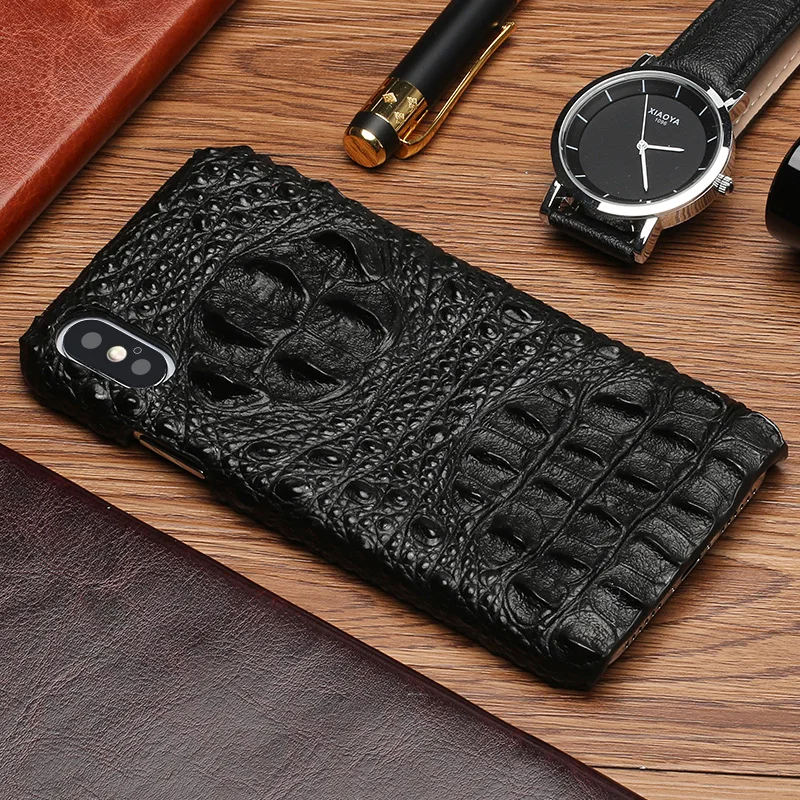 

Genuine Leather shockproof phone case for iphone x xs xr 11 pro max Crocodile grain luxury back cover for Iphone 12 Pro 7 8plus