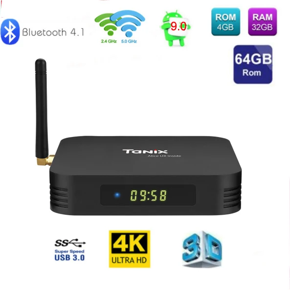 Tanix TX6 10 шт ТВ приставка Android 9,0 4G 32G/64G Allwinner H6 четырехъядерный 2,4G+ 5G двойной Wifi BT 4,1 телеприставка 4K H.265