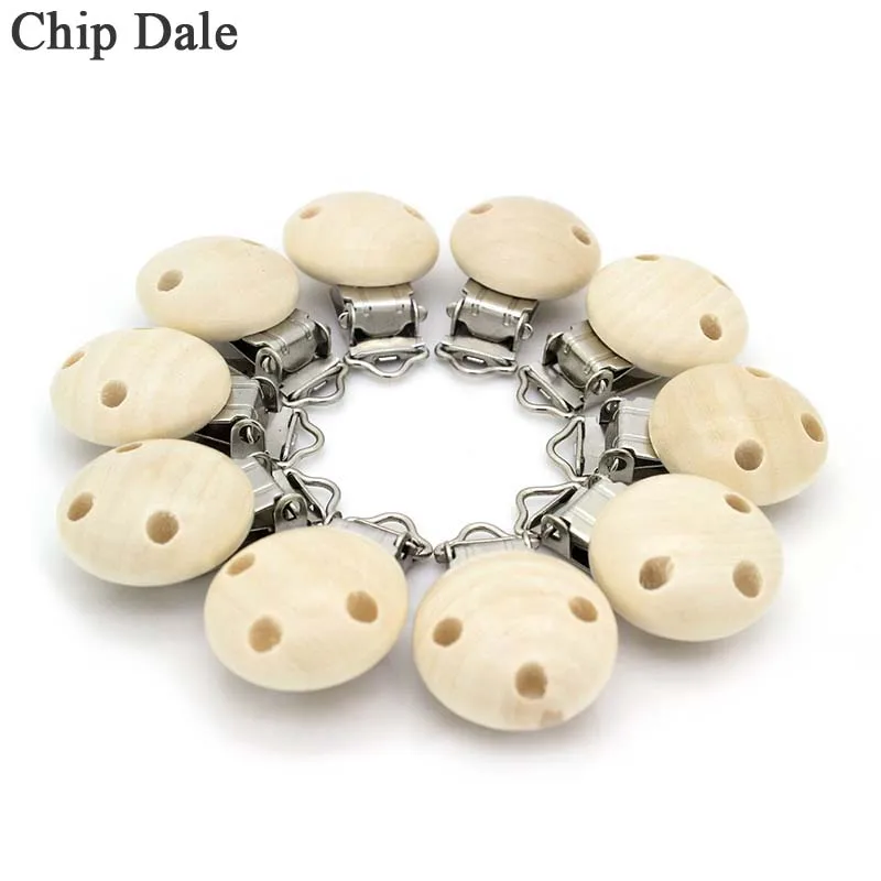 

5Pcs Metal Wooden Baby Pacifier Clips Infant Soother Clasps Holders Baby Nipple Pacifier Holder Round Natural Accessories