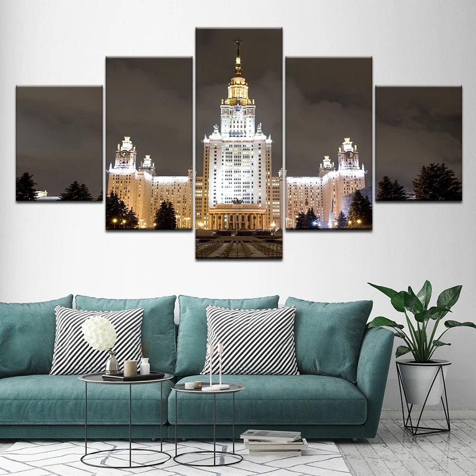 5 Panels Large Lighthouse Picture Frame Modern Canvas Art Prints Seascape Portland Painting on Wall Artwork | Дом и сад