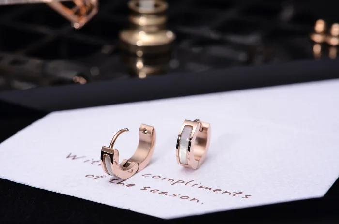 Titanium steel rose gold Earrings for woman Charm Jewelry stainless Personality Geometry shell Love | Украшения и аксессуары