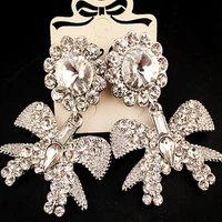 charmcci unique full rhinestones big bow knot drop earrings for women jewelry charm gifts