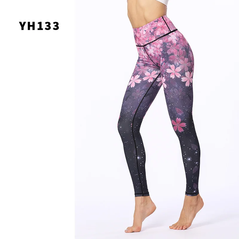 YH133 Для Женщин Йога Брюки Фитнес леггинсы Activewear тренажерный зал спорта Для женщин сжатия тренировки Высокая Талия Брюки для девочек брюки для девочек - Цвет: YH133
