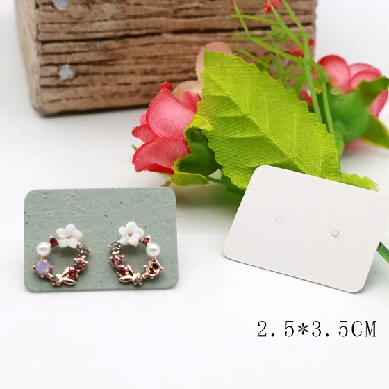 2.5x3.5cm green 100 шт./лот, много размеров, крафтовые серьги, ожерелье, карты, двойной цвет, Висячие бирки, серьги-гвоздики, карты для ювелирных изделий, серьги, ожерелье, дисплей - Цвет: 2.5x3.5cm green