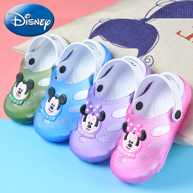 Детская повседневная обувь Disney тапочки для девочек с Микки Маусом пляжные