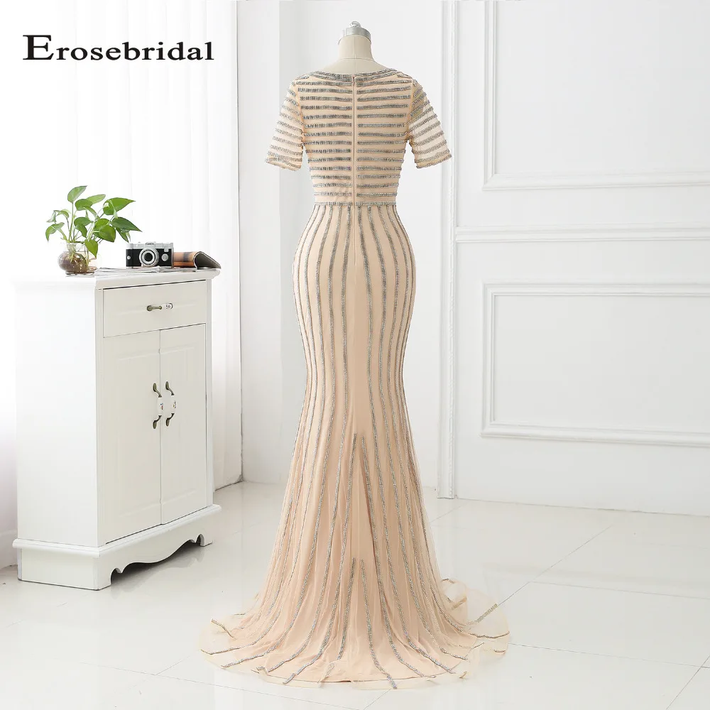 Женское вечернее платье Русалка с коротким рукавом цвет шампанского 48 часов