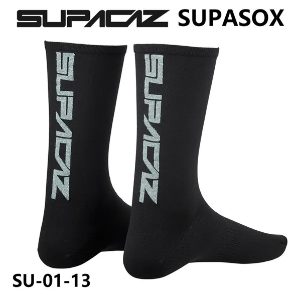 black silver logo SUPACAZ SupaSox велосипедные носки гоночный велосипед носки спортивные носки для верховой езды носки для бега средняя трубка - Цвет: black silver logo
