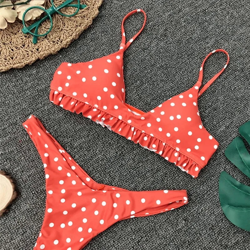 Dot Pattern Women Sexy Bikini Set 2018 Vintage Swimwear Female Low Waist Bathing Suit Push Up Swimsuit Maillot De Bain Biquini | Спорт и