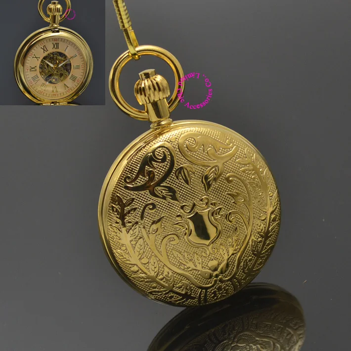 G Мужские Механические карманные часы отца щит в стиле ретро с цветочным узором