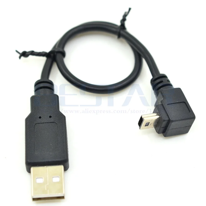 Угловой мини-USB-кабель для передачи данных с левой и правой стороны под углом 90 270