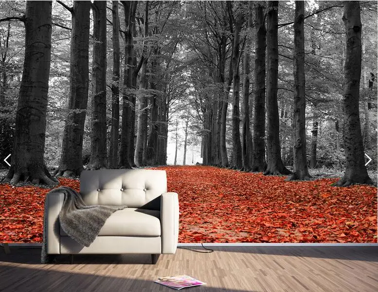 Настенные 3D-обои черного и белого цвета с деревьями рулон современных обоев для