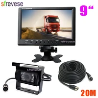 9 tft lcd rear view monitor waterproof 4pin 18 led reversing parking backup camera kit free 20m cable for bus truck motorhome