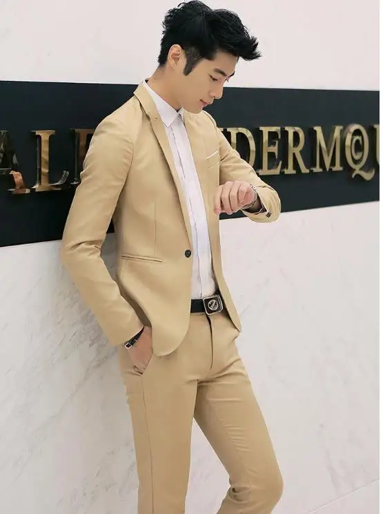 Fashion Mens Custom Made Jacket Suits Formal Dress Men's Suit Men Casual Wedding Suits Groom Korean Slim Fit Terno Masculino