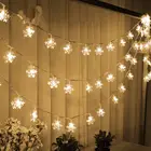Рождественская светодиодная гирлянда в виде снежинок, питание от батарейки, светодиодные лампы для спальни, коридора, патио, сада, двора, 10, 20, 40, 80 светодиодов