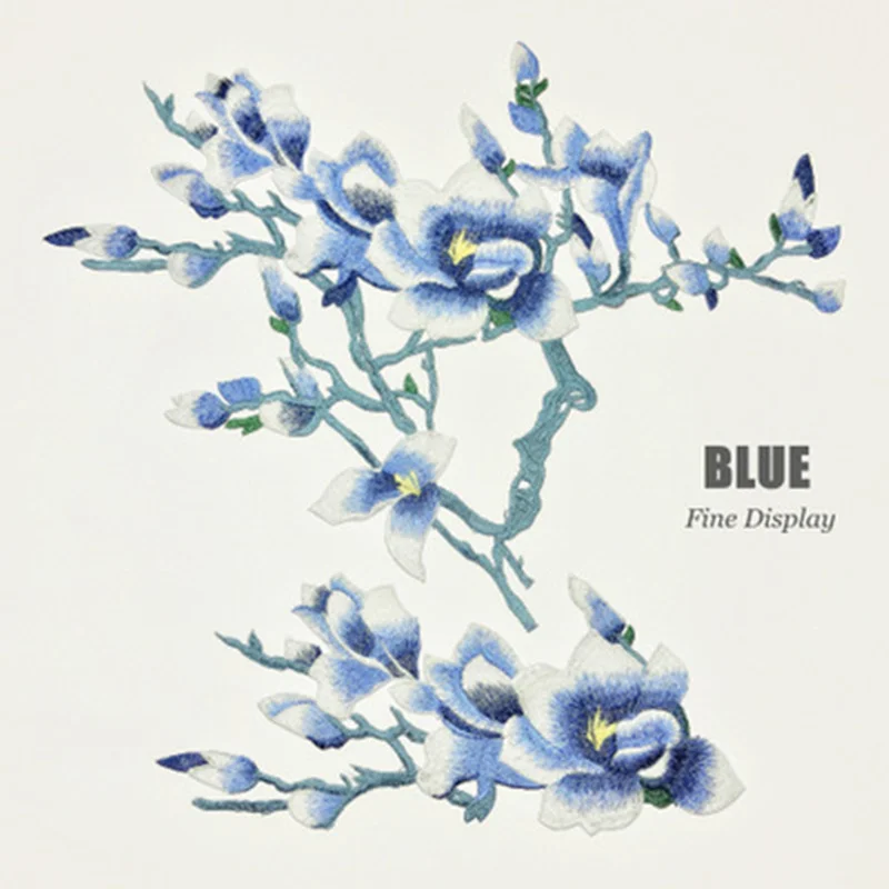 2 шт./компл. 3D розовая цветочная вышитая нашивка магнолии железная наклейка на