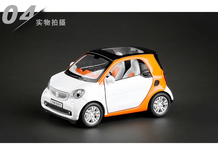 1:24 SMART FOR TWO сплав модель автомобиля детские игрушки развивающие с тянуть назад музыкальный мигающий для мальчиков детские подарки
