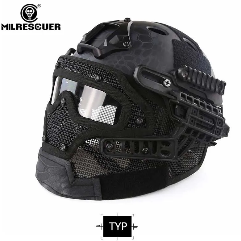 TYP MILRESCUER, новая система G4, защитный Тактический шлем, кепка, маска на все лицо с очками для военных страйкбола, пейнтбола, армии, WarGame - Цвет: TYP