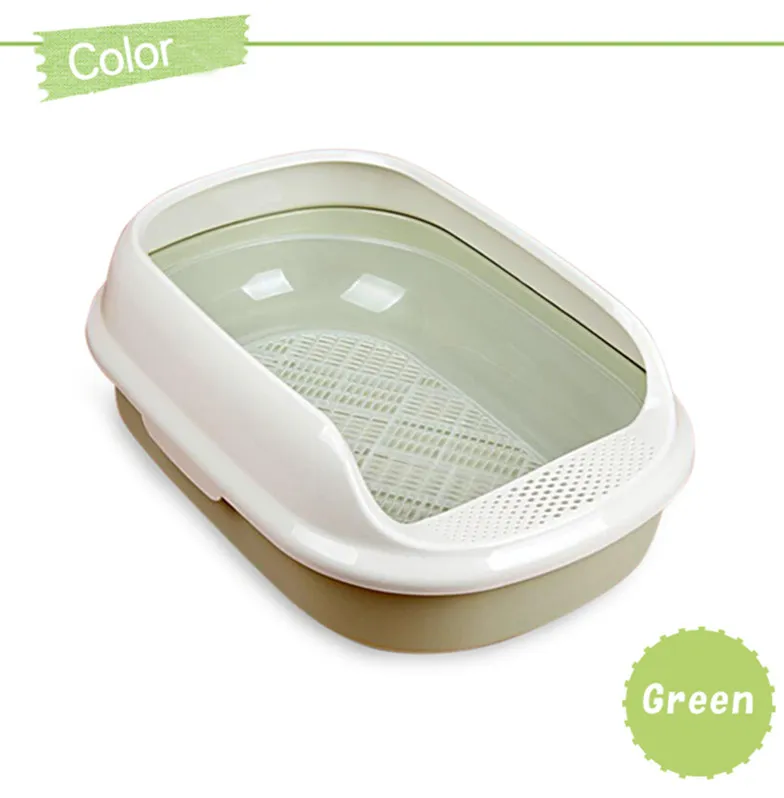 green Пластиковый совок для кошачьего туалета с крюком для домашних животных, портативный туалет, большой пластиковый ящик для кошачьего туалета, лоток для просеивания котенка, унитаз, легко чистится - Цвет: green