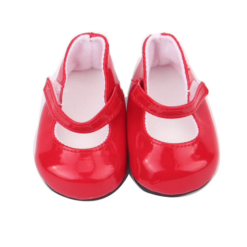 Red Color Куклы обувь Американский круглый носок обувь PU материал 9 цветов подходит 18 дюймов девочка и 43 см кукла игрушки аксессуары - Цвет: Red Color