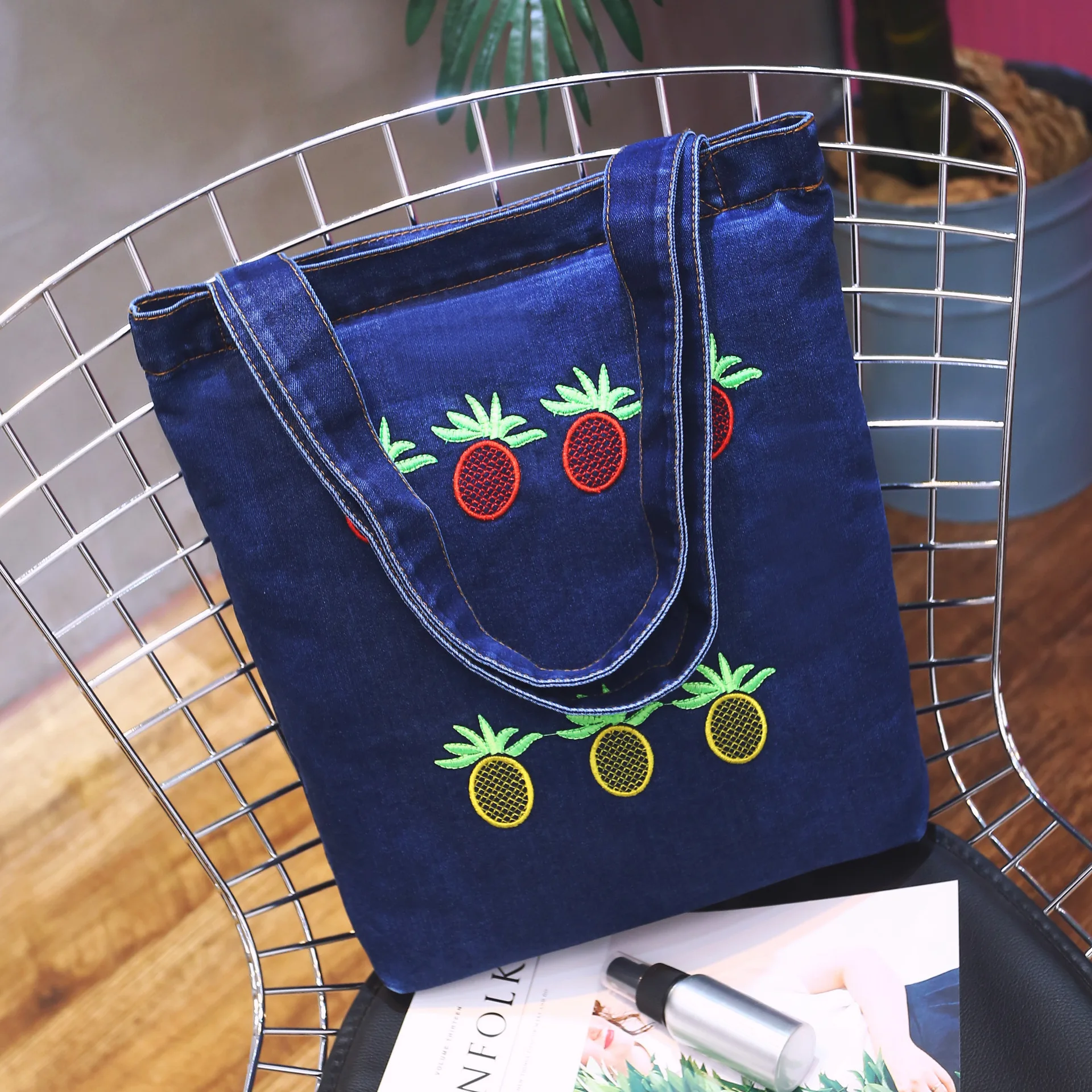 N-095 новая модная джинсовая сумка с вышивкой дизайн сумки на одно плечо женская