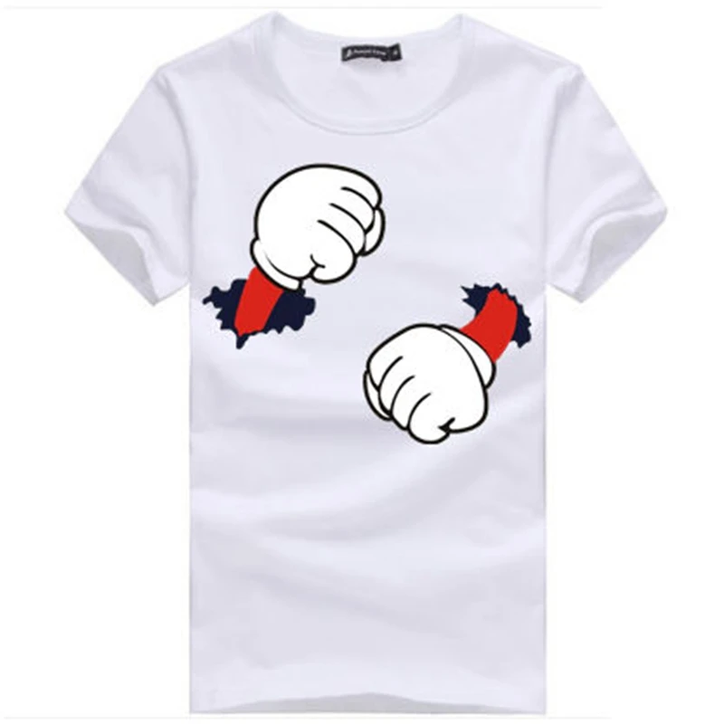 Милые Мужчины Мультфильм Топы 2017 Новая Мода Одежда Твердые Тис футболка Плюс